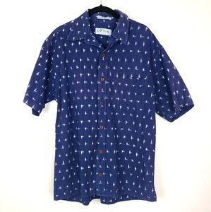 Orvis mens button up cross Hatch blue shirt M